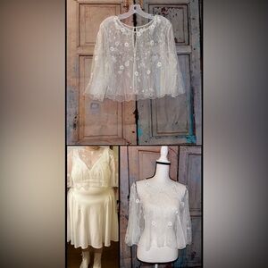 David’s Bridal DB Studio soft white beaded and embroidered capelet sz XL NEW